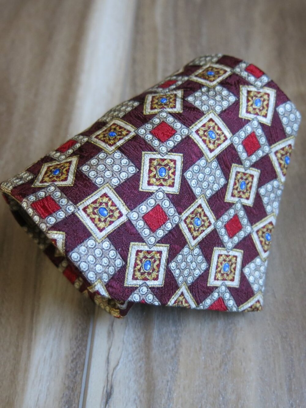 Valentino Cravatte Multi Color Geometric Print 100% Silk Men's Neck Tie